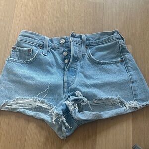 Levi's Light Blue Distressed Jean Shorts